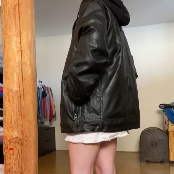 West Coast Connection Leather Coat with Hood - Picture 3 of 5